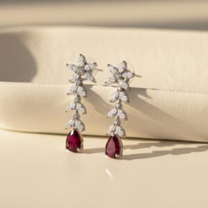 Red- Ad Drop Leaf Earrings