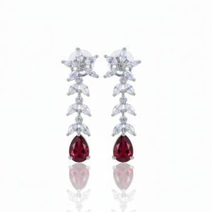 Red- Ad Drop Leaf Earrings
