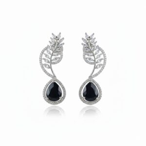 Black Teardrop Leaf - Ad Earrings