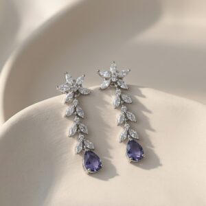 Purple-AD Drop Leaf Earrings