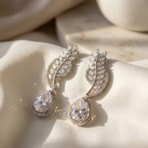 Teardrop  Leaf - AD Earrings